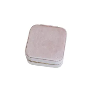 Caja organizadora de collares Caja de joyería de terciopelo con cremallera de viaje Caja de joyería de cuero con logotipo personalizado