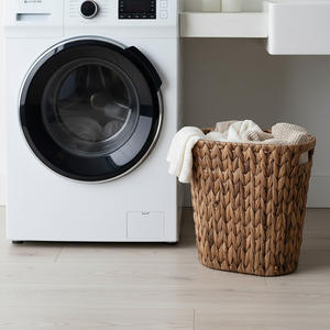 ตะกร้าใส่ขยะสานมือทรงกลมสีน้ำตาลกาแฟ แบบตั้งพื้น ทำจากหวาย สำหรับจัดระเบียบห้องนอนและห้องครัว - Product Image 5