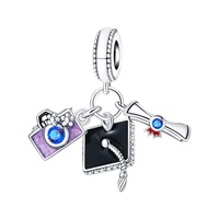 Exquis bijoux à bricoler soi-même accessoires blanc cuivre argent plaqué en forme de coeur pendentif perles voyage caméra mode enfants Zircon