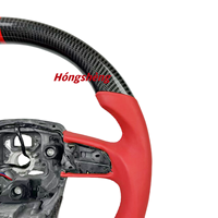 Volant personnalisé en fibre de carbone pour Lamborghini Urus, cuir rouge lisse, design sportif