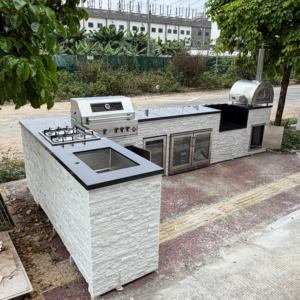 Stazione Cucina Mobile Multifunzionale Personalizzabile per Esterni, Utilizzabile in Ogni Condizione Atmosferica, con Griglia a Gas BBQ, Forno per Pizza e Bruciatore di Cottura - Product Image 5