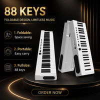 Piano Digital Plegable de 88 Teclas, Teclado Semipesado Portátil con Altavoces Integrados, USB MIDI para Práctica en Casa, Viajes y Actuaciones