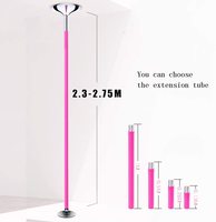 Barre de danse en silicone rose de 40 mm, amovible, rotative et statique, réglable en hauteur de 2235 à 2745 mm