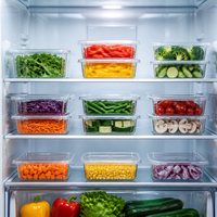 Boîte alimentaire empilable en plastique transparent robuste 500 ml, moulée par injection, sans BPA, compatible micro-ondes, avec couvercle pour préparation de repas