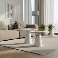 Table basse d'appoint moderne de luxe en bois, plateau en verre blanc Carrara, meuble de salon, plateau élégant de style nordique