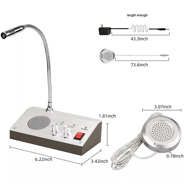Window Intercom System Anti Interference Store Office Bank Two-way Intercommunication Microphone Talk Through Glass Intercom
