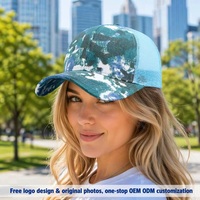 Casquette Trucker Streetwear 2026 Personnalisée avec Logo OEM ODM, Imprimé Camouflage Bleu Filet, pour Sport et Extérieur, Faible MOQ, Échantillon Disponible
