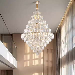 Pendentif Offre Spéciale décoratif design moderne escalier salon villa haut plafond lustre en cristal de luxe - Product Image 5