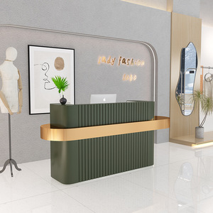 Arredamento per Salone, Moderna ed Elegante Scrivania Rosa per Reception, Bancone di Lusso con Logo Personalizzato per Salone di Bellezza, Unghie, Spa, Ufficio - Product Image 2