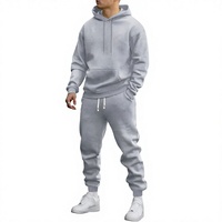 Ensemble de survêtement molletonné épais et écologique pour homme, coupe oversize, avec sweat à capuche et pantalon de jogging, uni, décontracté, pour le sport et l'entraînement en salle de sport