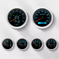 Ensemble de 6 jauges 85 mm, compteur de vitesse GPS 80 MPH, tachymètre 8000 tr/min pour bateau et voiture