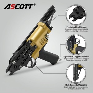 Alicate Neumático Industrial y para Bricolaje SC7C para Anillos <span class=keywords><strong>de</strong></span> Retención, <span class=keywords><strong>Pistola</strong></span> Neumática <span class=keywords><strong>de</strong></span> 15GA para Anillos <span class=keywords><strong>de</strong></span> Retención, para Jaulas, Cercas, Tapicería Automotriz, Clavadora <span class=keywords><strong>de</strong></span> Anillos en C <span class=keywords><strong>de</strong></span> 24mm - Product Image 4
