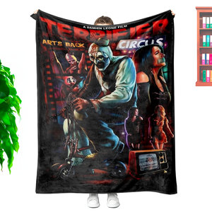 <span class=keywords><strong>Manta</strong></span> de Franela Personalizada con Estampado de Película de Terror de Halloween, <span class=keywords><strong>Manta</strong></span> de Felpa Vintage con Diseño de Payaso Aterrador en Blanco y Negro - Product Image 2