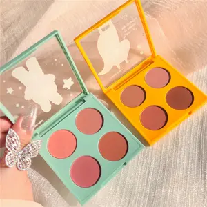 Doce hortelã 4 cores bonito blush paleta natural nude maquiagem pele tom retoque brilho rouge paleta sem pó voador