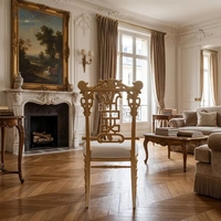 Fauteuil lounge néoclassique Aurelian Filigree |   Blanc de luxe &amp;   Sièges français dorés - EKAR