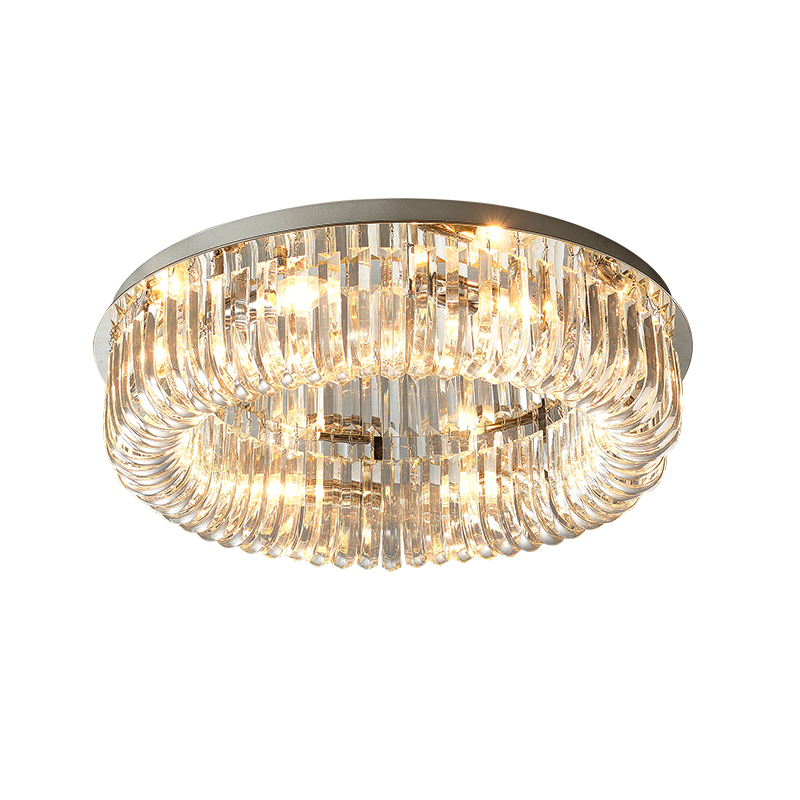OEM Wholesale Round Crystal Ceiling Lamp Modern Fancy Stainless K9 Crystal Chandelier Ceiling Light for Apartment Bedroom