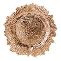 Assiettes de présentation en or de 13 pouces écologiques, design irrégulier de récif en plastique pour décoration de dîner de mariage élégant, quantité minimale de commande 100 pièces sous l'assiette