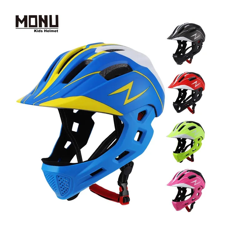 2022 Monu Full Face Fietshelm Veiligheid Led Licht Helm Lichtgewicht Racefiets Fietshelmen Voor Kinderen