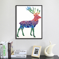 Peinture de diamant en cristal 5d, cerf coloré, forme spéciale, pour bricolage, pour adultes, 4 pièces