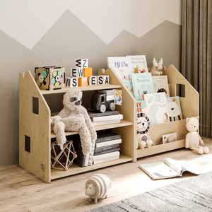 أثاث خشبي مونتيسوري لغرفة الأطفال خزانة كتب خشبية رف كتب خشبي خزانة منظم كتب للأطفال من القماش الخشبي - Product Image 2