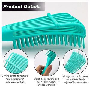 Logo personnalisé 8 rangées grand peigne de massage démêlant incurvé <span class=keywords><strong>brosse</strong></span> à <span class=keywords><strong>cheveux</strong></span> démêlant <span class=keywords><strong>pour</strong></span> évent <span class=keywords><strong>cheveux</strong></span> humides ou secs naturels bouclés <span class=keywords><strong>Afro</strong></span> Texture - Product Image 2