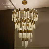 Lustre LED en aluminium de luxe de style Empire européen, personnalisé, pour la vente en gros, grand luminaire suspendu moderne pour la maison, les centres commerciaux et les salles de mariage