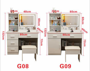 Armoire de rangement de coiffeuse en bois moderne simple maquillage éclairé intégré pour petit appartement chambre <span class=keywords><strong>location</strong></span> maison Style crème - Product Image 5