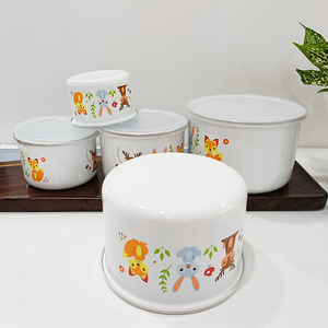 Restaurant en <span class=keywords><strong>émail</strong></span> de haute qualité, 5 pièces, ensemble de conteneurs de stockage <span class=keywords><strong>à</strong></span> <span class=keywords><strong>froid</strong></span>, bol au frais avec couvercle en PP pour cadeau et Promotion - Product Image 5