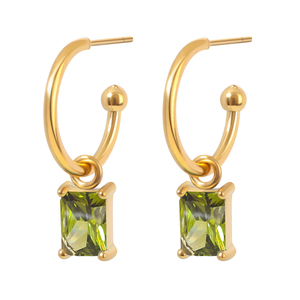 Boucles d'oreilles créoles en argent sterling plaqué or 18 carats avec breloque en zircon, style minimaliste tendance, pour femme, à porter au quotidien, JUSTOP - Product Image 1