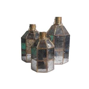 Linterna de latón y vidrio en tres tamaños, portavelas con acabado plateado antiguo para decoración del hogar, fiesta de boda, Diwali, festivo de Navidad - Product Image 1