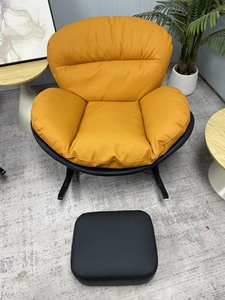 <span class=keywords><strong>Fauteuil</strong></span> à bascule papillon en <span class=keywords><strong>cuir</strong></span> écologique <span class=keywords><strong>noir</strong></span> et orange avec structure métallique, <span class=keywords><strong>fauteuil</strong></span> de relaxation avec repose-pieds en option, canapé de loisirs pour salon - Product Image 4