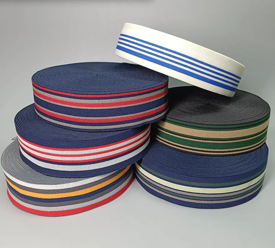 Factory Customized 5cm nylon stripe elastic band high elastic Stripe bag belt waist