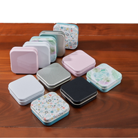 Boîte en étain carrée recyclable 72x72x22mm pour bijoux, bonbons, mini-boîte à charnière personnalisée avec impression de logo sur mesure – Vente en gros