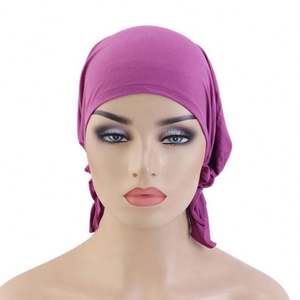Skin Friendly Fabric Head Cover Girls Scarf Turban Modal Cotton Pre-Tied Head <b>Wrap</b> for Female - Product Image 4