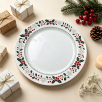 Assiettes de présentation plates personnalisables de luxe en PP pigmenté, 13 pouces, légères, durables, réutilisables, 50 pièces, pour mariage, dîner, maison, hôtels