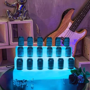 Exhibidor de Vino Luminoso de Bambú para Celebridades de Internet, Barril de Cerveza para Discotecas y KTV, Mueble de Exhibición con Separador Rojo, Cubos de Hielo con Disco de Carga LED - Product Image 2