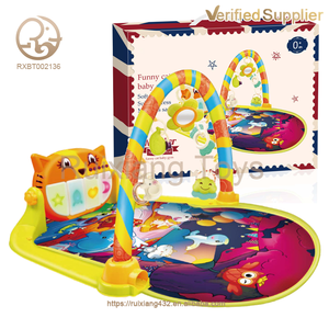 Approvisionnement d'usine doux et sûr dessin animé chat Style piano jouant tapis de sport enfants pliable <span class=keywords><strong>Buck</strong></span> dents cadre de fitness autres jouets pour bébés - Product Image 5