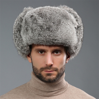 Ushanka-sombreros con orejera para hombre, gorros de invierno cálidos, de piel auténtica, suaves y personalizados