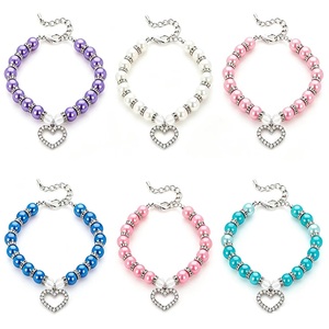Collier de luxe réglable pour chat <span class=keywords><strong>Sphynx</strong></span>, collier pour chatons et chiens, collier en perles avec motif diamant et strass, collier pour petits animaux - Product Image 1