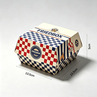 Ensemble d'emballages alimentaires jetables personnalisés en usine, style rétro américain, boîtes pour poulet frit, frites, avec revêtement UV pour les collations