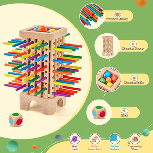 Jeu de société éducatif Montessori tendance en bois multicolore : Ne laissez pas tomber la balle – Pour les familles, dès 3 ans, 2 à 6 joueurs, portable - Product Image 3
