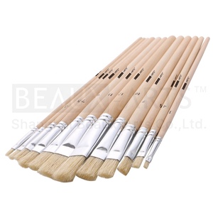 Piatto Hog Setola Artista Pittura Ad Olio e Pittura Acrilica Brush <span class=keywords><strong>Set</strong></span> con Pianura Breve Manico In Legno - Product Image 2