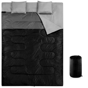 Toutes les saisons 2-Person XL <span class=keywords><strong>Queen</strong></span> Size Double <span class=keywords><strong>Sac</strong></span> <span class=keywords><strong>de</strong></span> <span class=keywords><strong>couchage</strong></span> pour adultes Temps froid Chaud 2 oreillers imperméables pour le camping Randonnée - Product Image 1