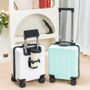 Women's 14-Inch Mini Durable Password Lock <strong>Suitcase</strong> <strong>Trolley</strong> 20x30x40 Carry-On Luggage with 4 Wheels Small Travel Case - Product Image 4