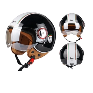 Medio casco unisex Retro Para todas las estaciones para motocicletas, tamaño universal XL con forro de espuma y visera, capacidad retro para motocicleta - Product Image 4