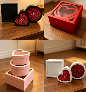 Boîte à fleurs de luxe avec fenêtre, forme carrée, ronde ou en cœur, pour fleurs préservées, emballage cadeau pour mariage, demande en mariage, ou bijoux - Product Image 5
