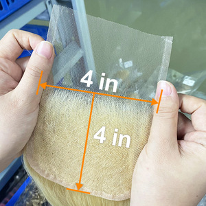 ขายส่งเวียดนาม # ผมแท้ 100% สีบลอนด์แพลตตินั่ม 613 แบบ HD ตรง  พร้อมเชือกผูกผมด้านหน้าแบบ 4x4  ถักด้วยมือ - Product Image 4