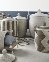 Panier à linge en jonc de mer personnalisé avec couvercles, prix abordable, faible MOQ, paniers de rangement domestiques, style vintage classique, vente chaude