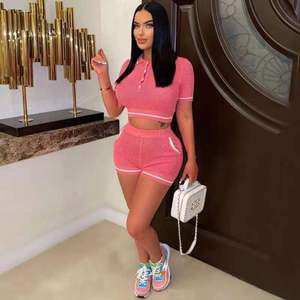 Pronto per la Spedizione S-2XL Completo Due Pezzi Traforato Casual Estivo Sopra il Ginocchio Tinta Unita <span class=keywords><strong>Taglie</strong></span> Forti Skinny Eco-Friendly da <span class=keywords><strong>Donna</strong></span> - Product Image 4