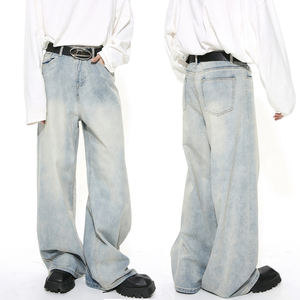 <span class=keywords><strong>Pantaloni</strong></span> di jeans larghi dritti lavati blu chiaro per ragazzi di nuovo colore <span class=keywords><strong>pantaloni</strong></span> larghi in Denim larghi stile da <span class=keywords><strong>uomo</strong></span> - Product Image 1